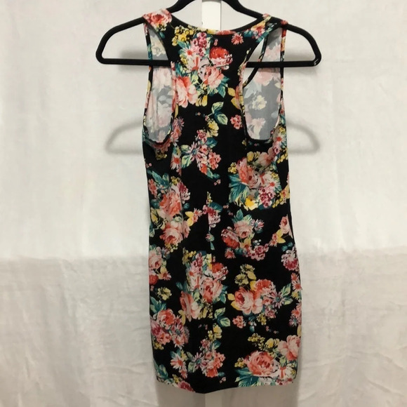 Floral Tank Dress Sleeveless Casual Summer Sun Dress Black Pink Size Unknown - Picture 3 of 4
